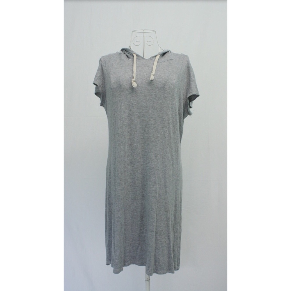 Short Sleeve Gray Hoodie Dress Shirt